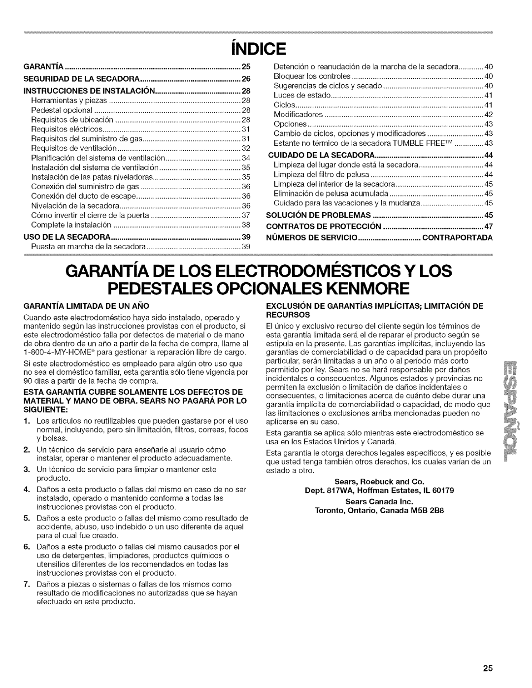 Kenmore 9758, 9757 manual Garantia Seguridad, Instrucciones, USO DE LA Secadora, Cuidado, Solucion, Numeros, Contraportada 