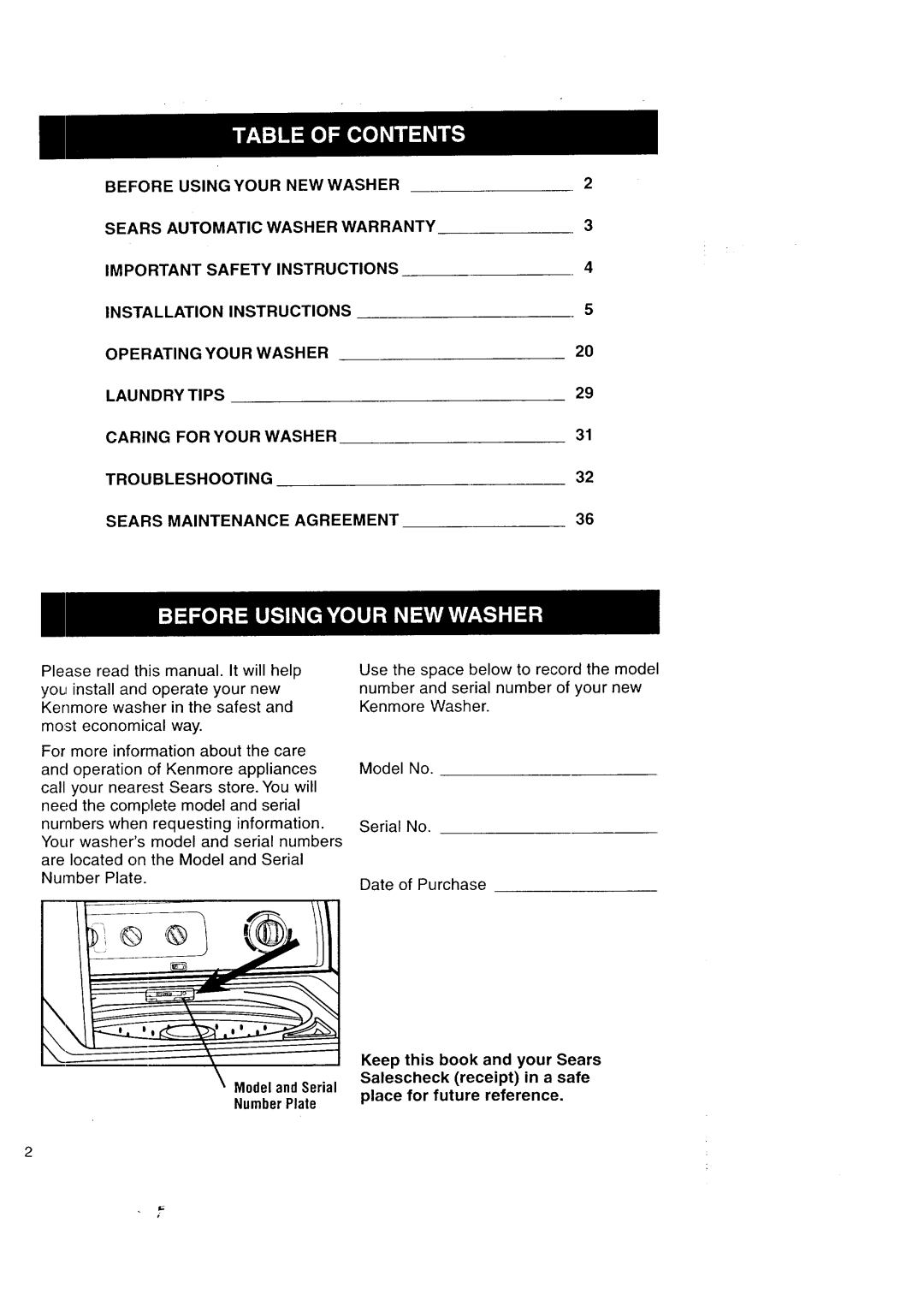 Kenmore Automatic Washers owner manual 