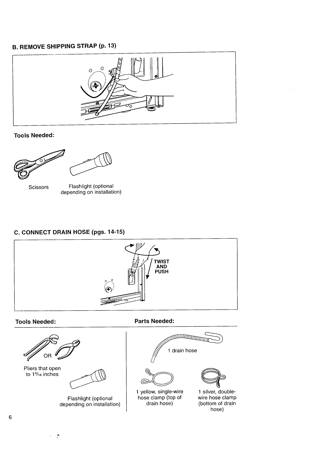 Kenmore Automatic Washers owner manual Remove Shipping Strap p Tools Needed, Tools Needed Parts Needed 