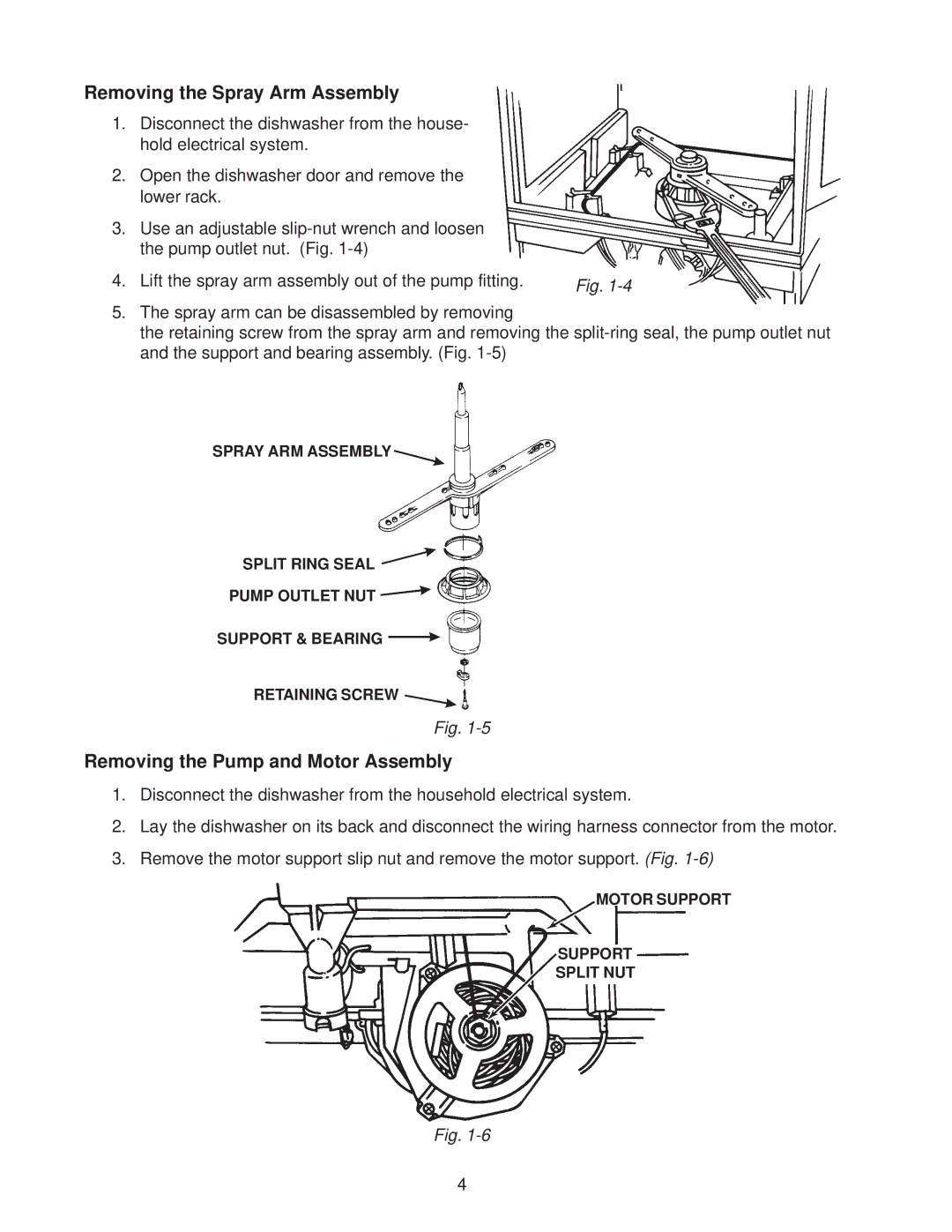 Kenmore DU801DWG, DU910PFG, DU890DWG, DU920PFG manual Removing the Spray Arm Assembly, Removing the Pump and Motor Assembly 