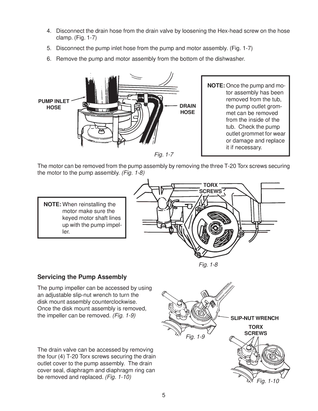 Kenmore DU800DWG, DU910PFG, DU890DWG, DU920PFG, GU960SCG, DU850DWG, DP840DWG, DU805DWG, DU840DWG manual Servicing the Pump Assembly 