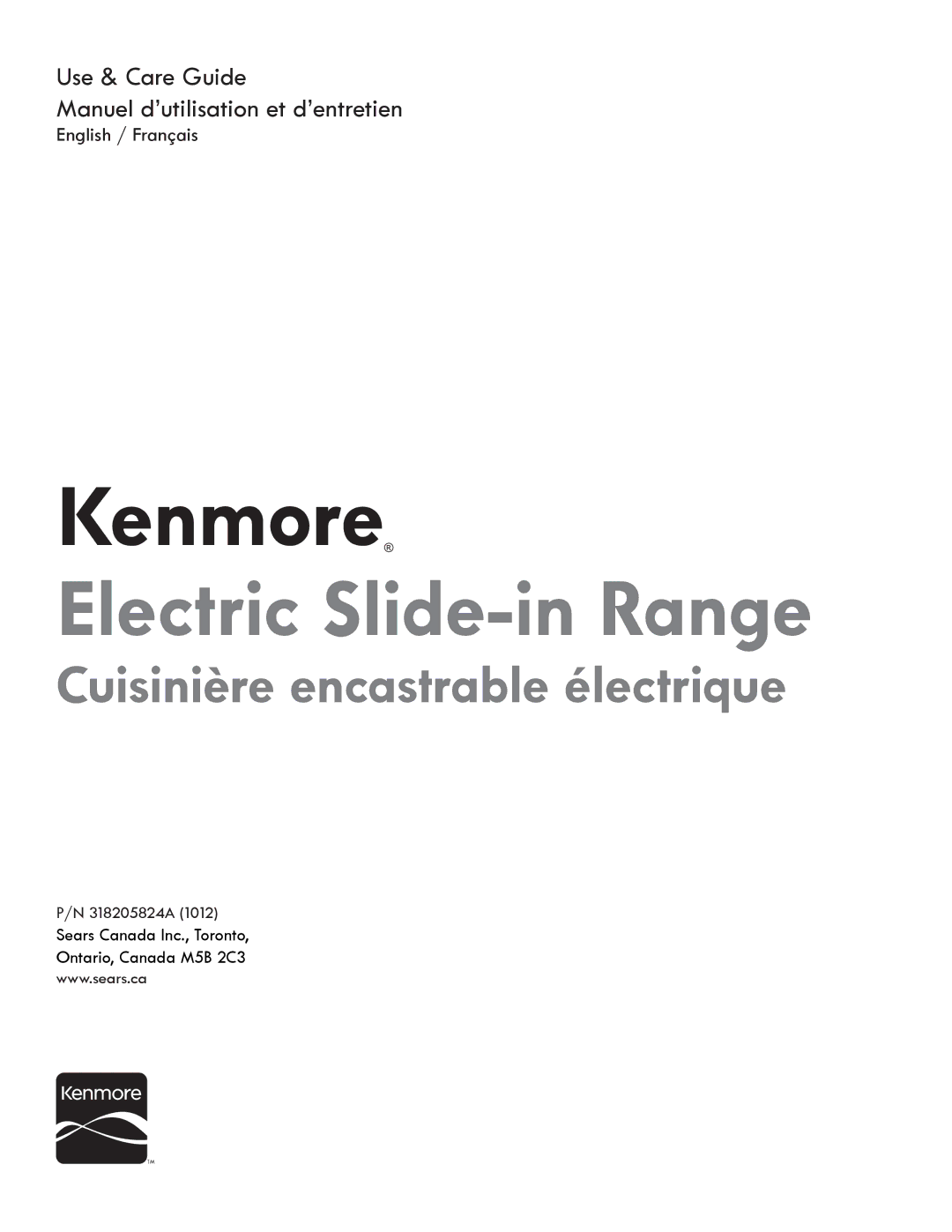 Kenmore PN 318205824A -1012, Electric Range manuel dutilisation Kenmore 