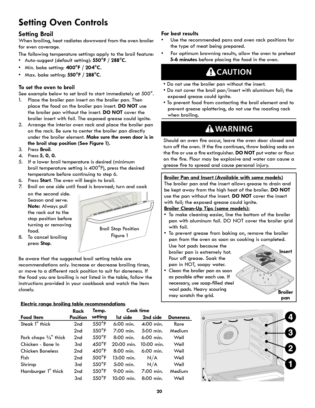 Kenmore Electric Range, PN 318205824A -1012 manuel dutilisation Setting Broil, To set the oven to broil 