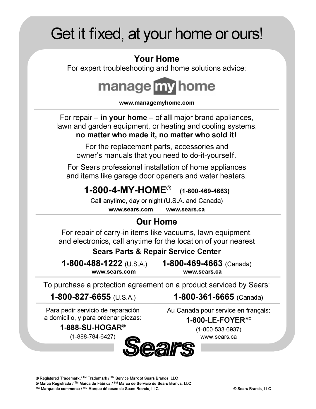 Kenmore Electric Range Sears Parts & Repair Service Center, Su-Hogar, Get it fixed, at your home or ours, Your Home 