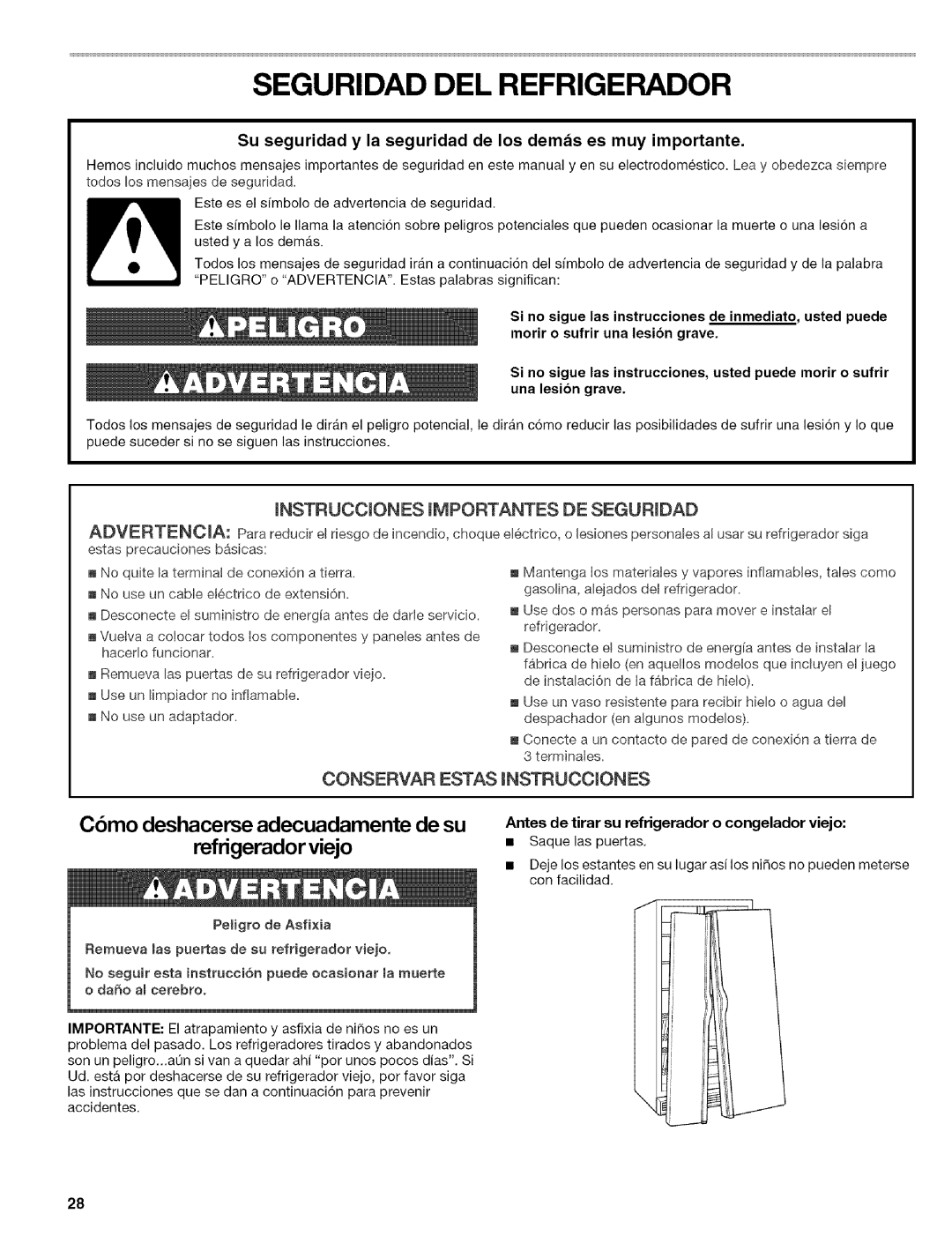 Kenmore 10656706500, Elite manual Seguridad DEL Refrigerador, Su seguridad y la seguridad de los demas es muy importante 