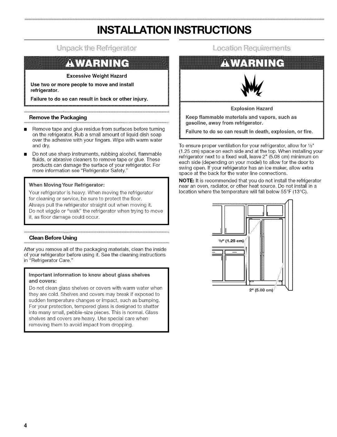 Kenmore 10656714500, Elite, 10656719500, 10656713500, 10656716500, 10656709500 Installation Instructions, Clean Before Using 