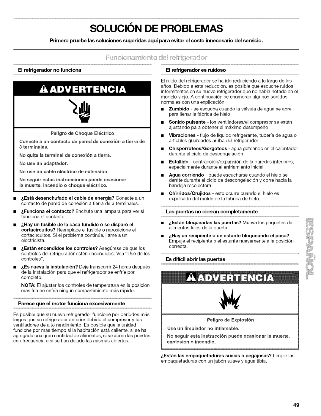 Kenmore 10656709500 El refrigerador no funciona El refrigerador es ruidoso, Parece que el motor funciona excesivamente 