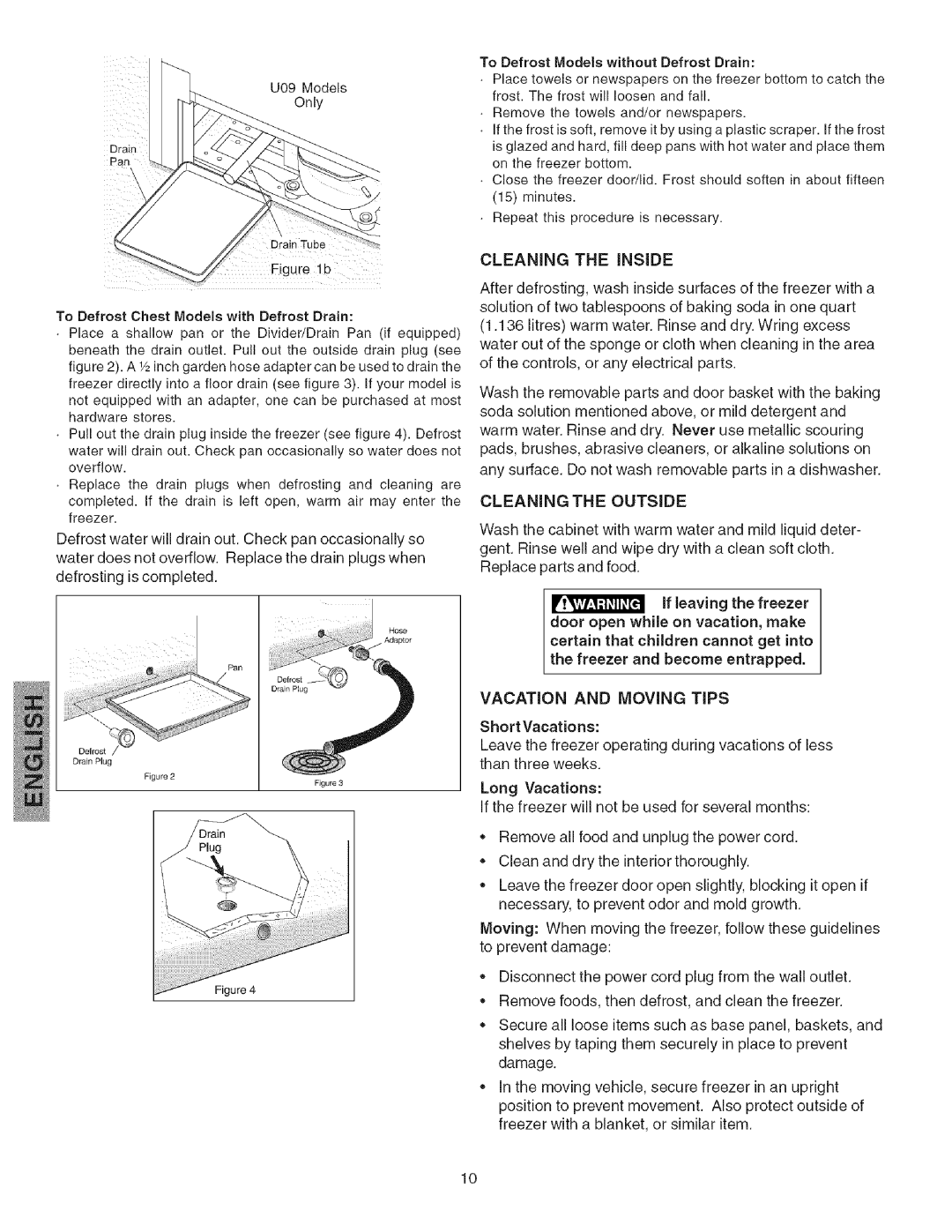 Kenmore 25316082101, Freezer, 25316582102, 25316582101 Cleaning the Inside, Cleaning the Outside, Vacation and Moving Tips 