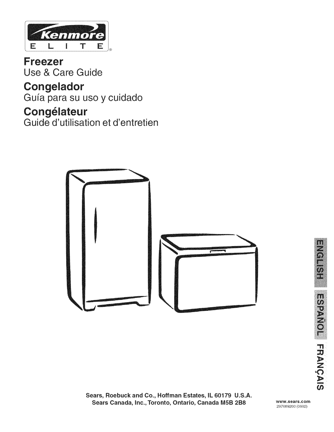 Kenmore 25316582102 manual E L ! T E, Freezer, Congelador, Cong lateur, Use & Care Guide, Gufa para su uso y cuidado 