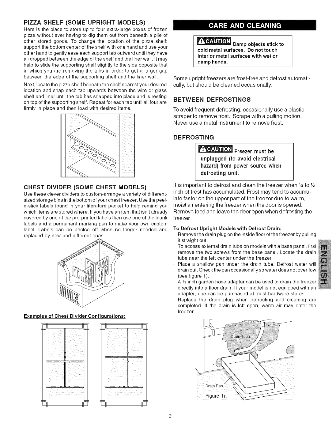 Kenmore 25316592102, Freezer, 25316582102 manual Pizza Shelf Some Upright Models, Chest Divider Some Chest Models, Defrosting 