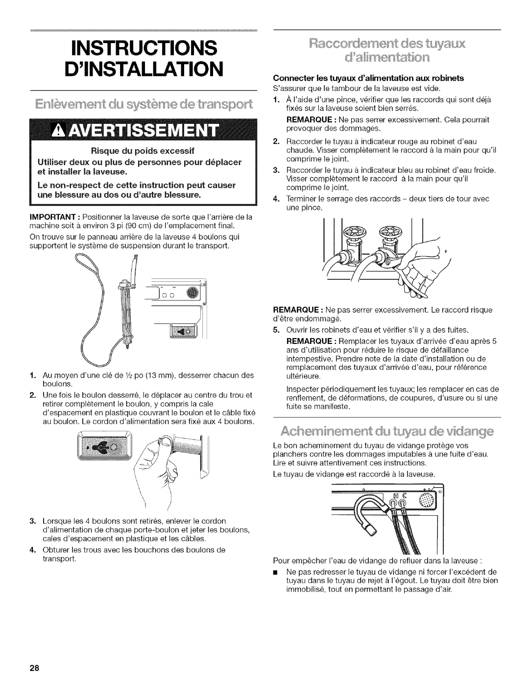 Kenmore HE3T manual Instructions Dinstallation 