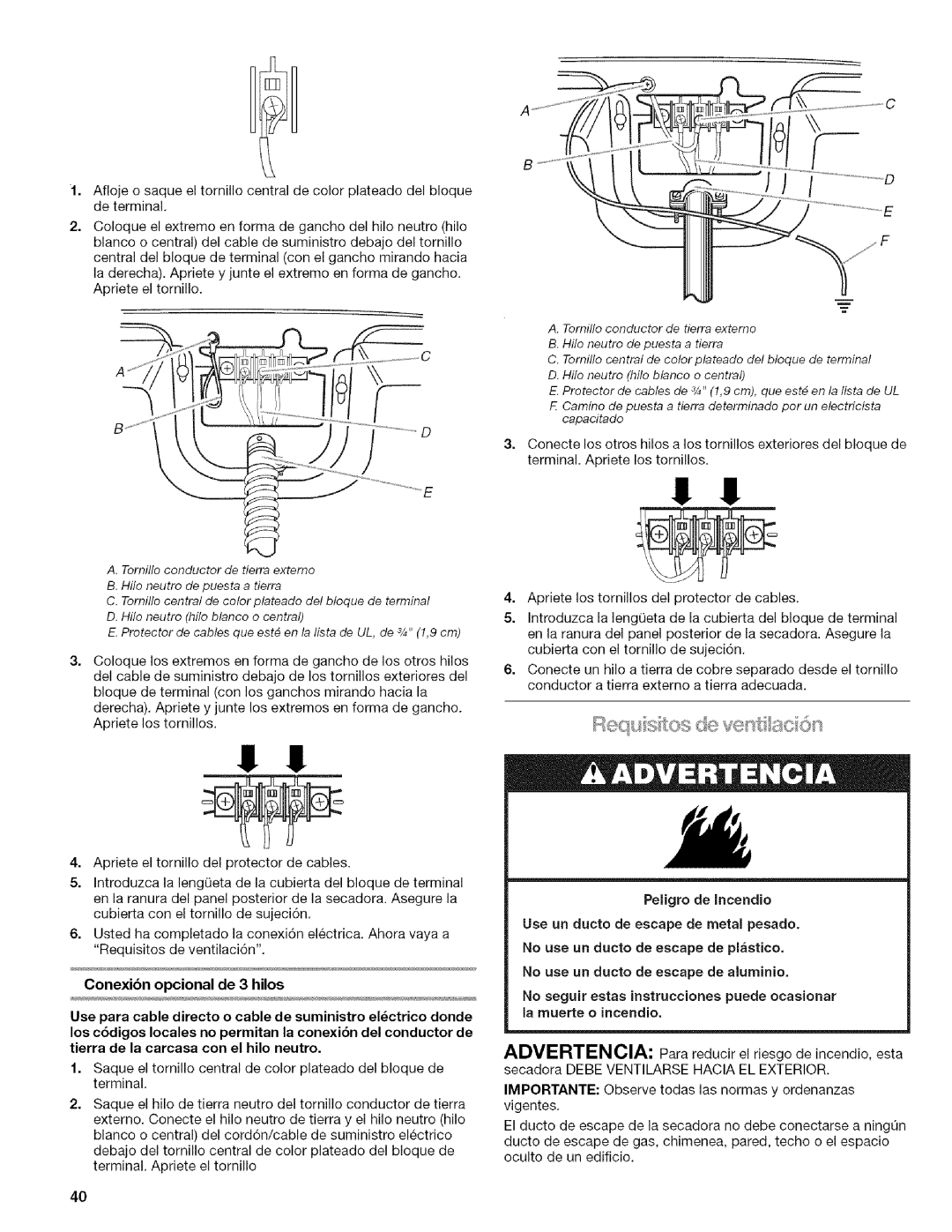 Kenmore I10.8808, I10.8809 manual Conexibn opcional de 3 hilos 