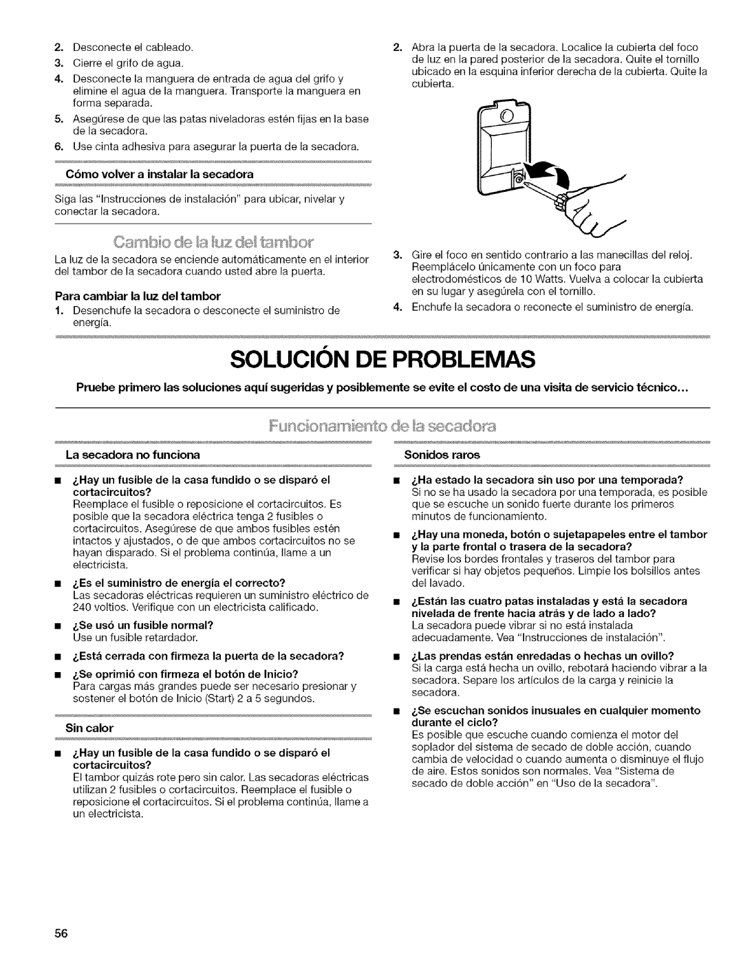 Kenmore I10.8808, I10.8809 manual Solucion DE Problemas, Sin calor 