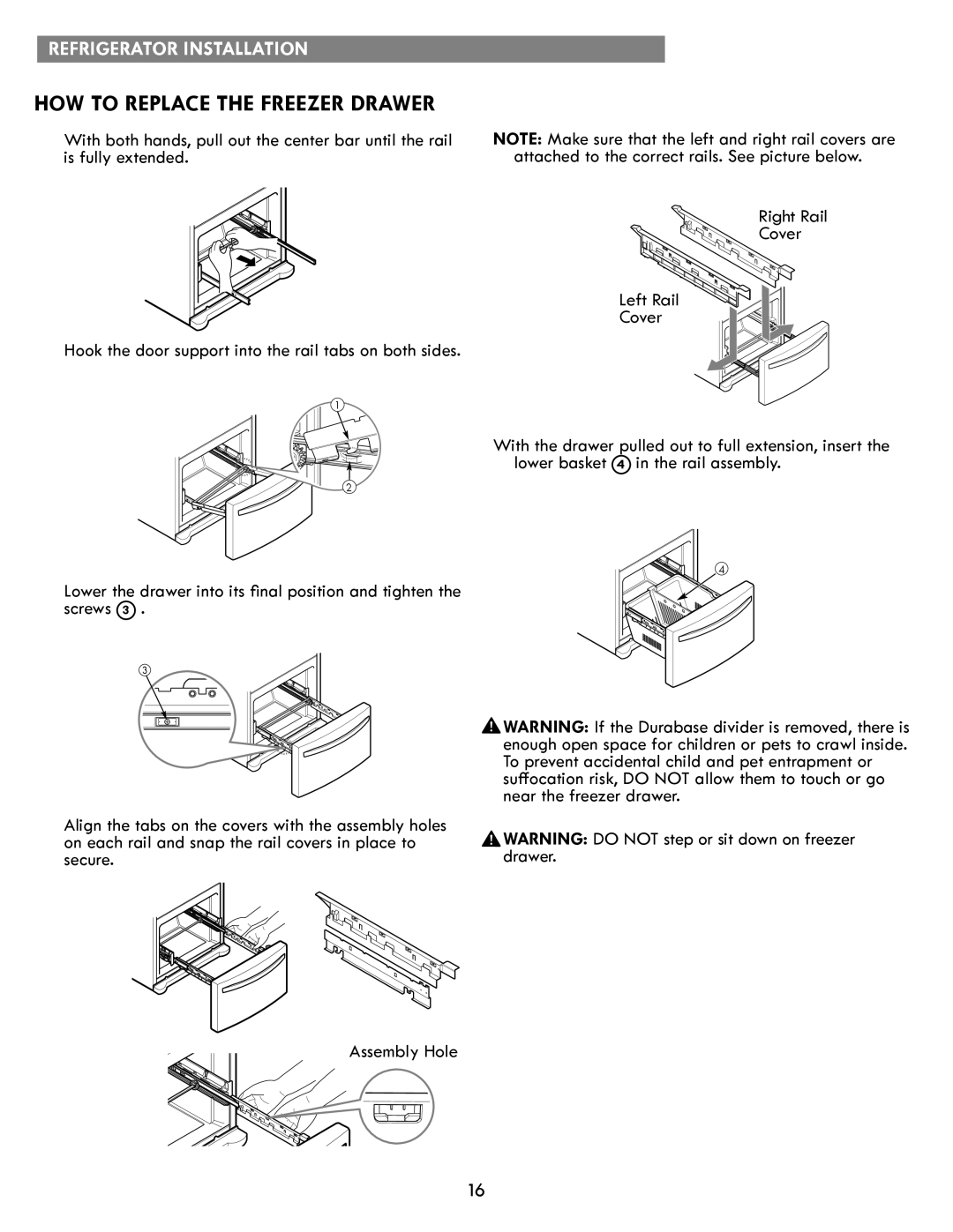 Kenmore kenmore manual How To Replace The Freezer Drawer, Refrigerator Installation 