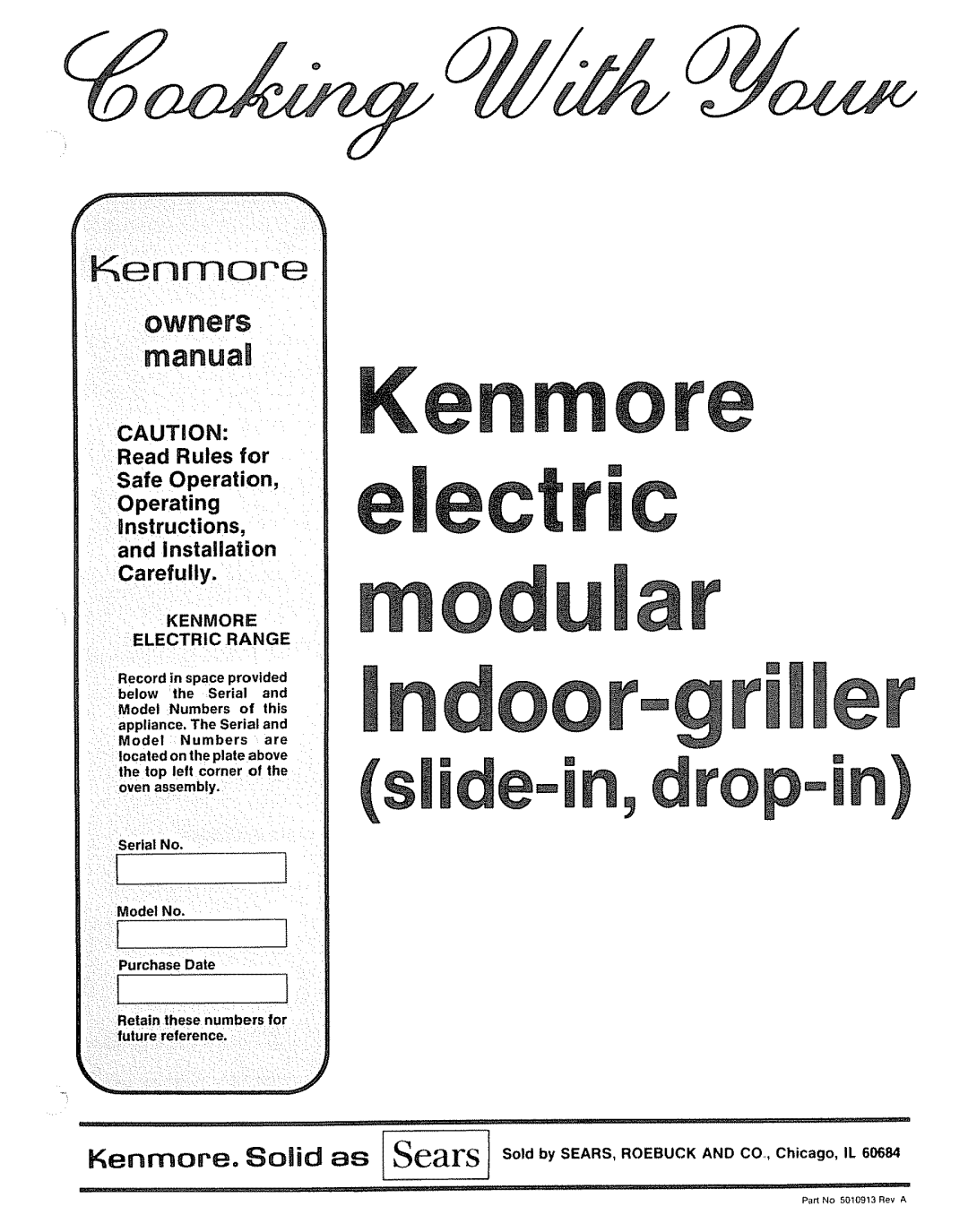 Kenmore Kitchen Grill manual Kenmore Electric Range, Located on the plate Above Ithe top left corner Ers for 