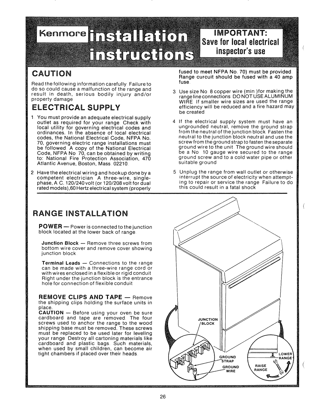 Kenmore Kitchen Grill manual CAUTnON, Remove Clips and Tape -- Remove 