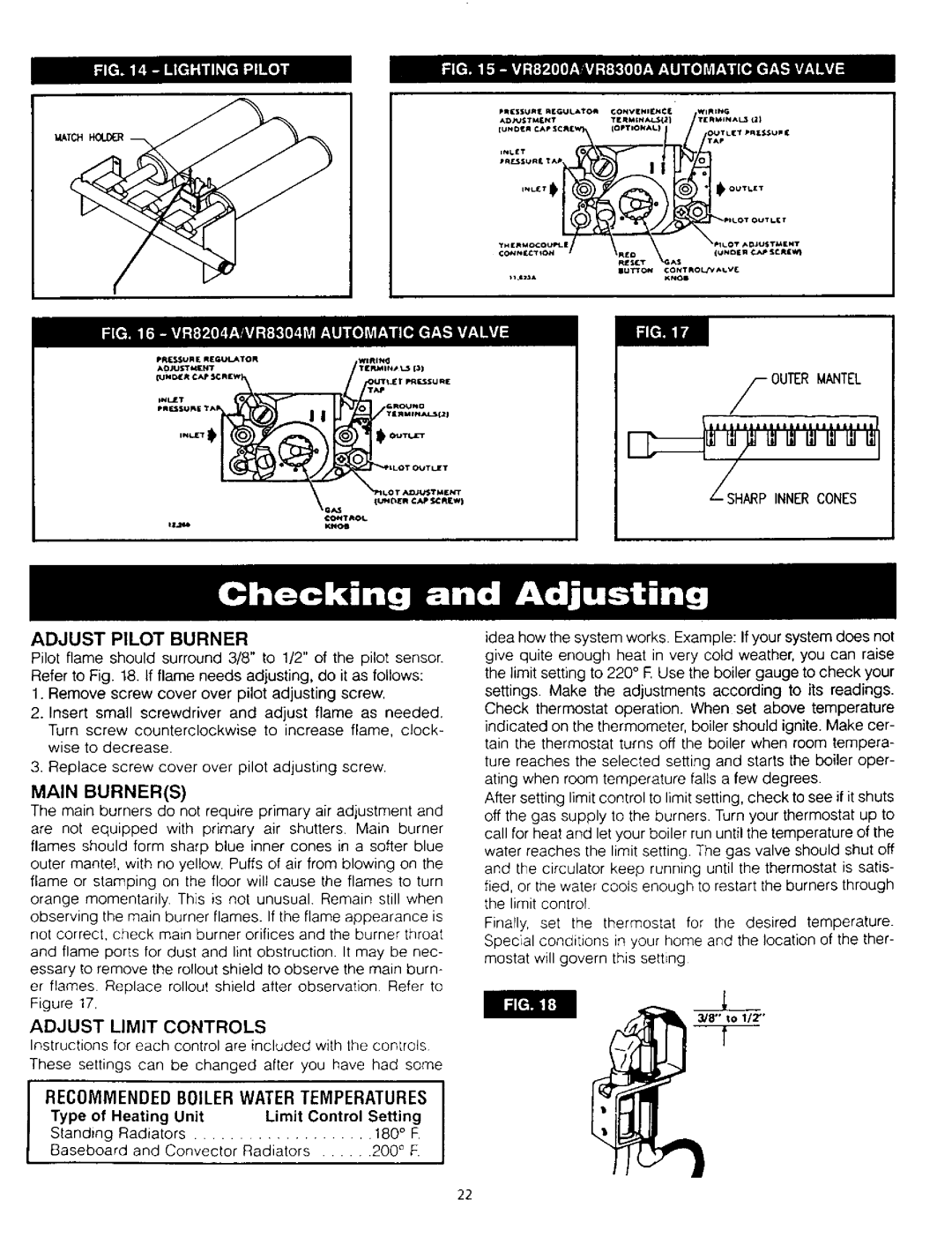 Kenmore KWX - 8V, KWX - 9V, KWX - 3V, KWX - 6V, KWX - 4V Adjust Pilot Burner, Adjust Limit Controls, Sharp Innercones 