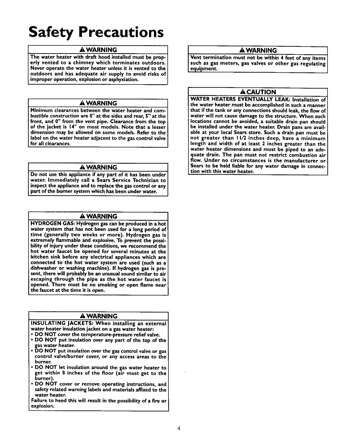 Kenmore 153.335862, L53.335816, 153.335942, 153.335845, 153.335962, 153.335916 owner manual Safety Precautions 