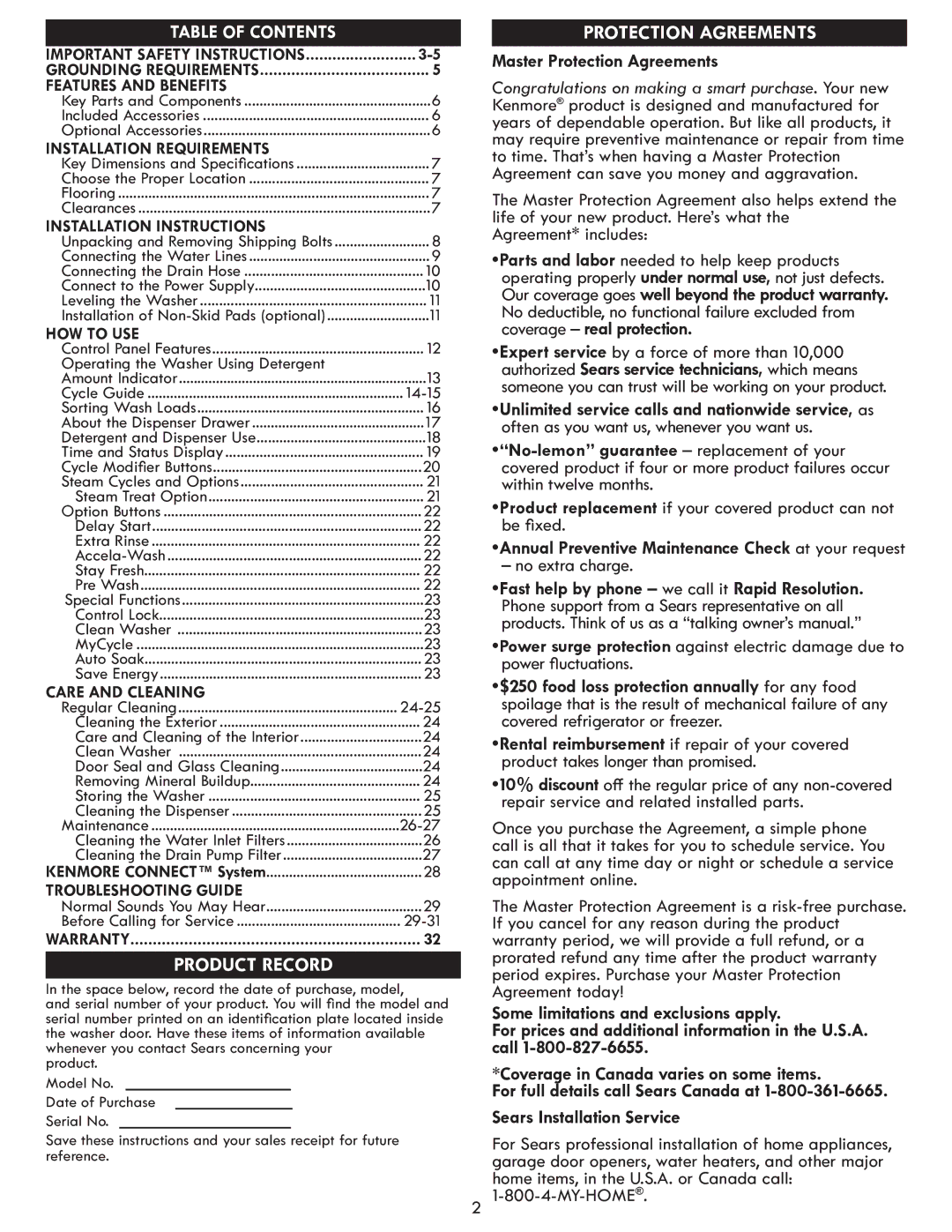 Kenmore MFL67360428 manual Product Record 