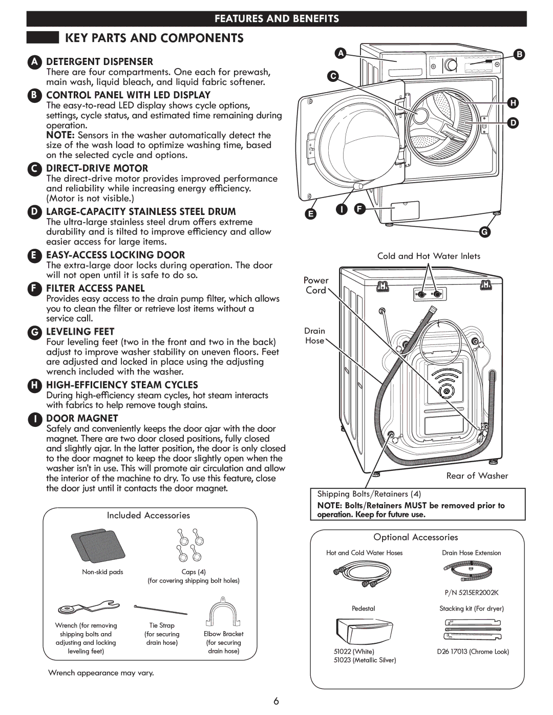 Kenmore MFL67360428 Detergent Dispenser, Control Panel with LED Display, DIRECT-DRIVE Motor, EASY-ACCESS Locking Door 