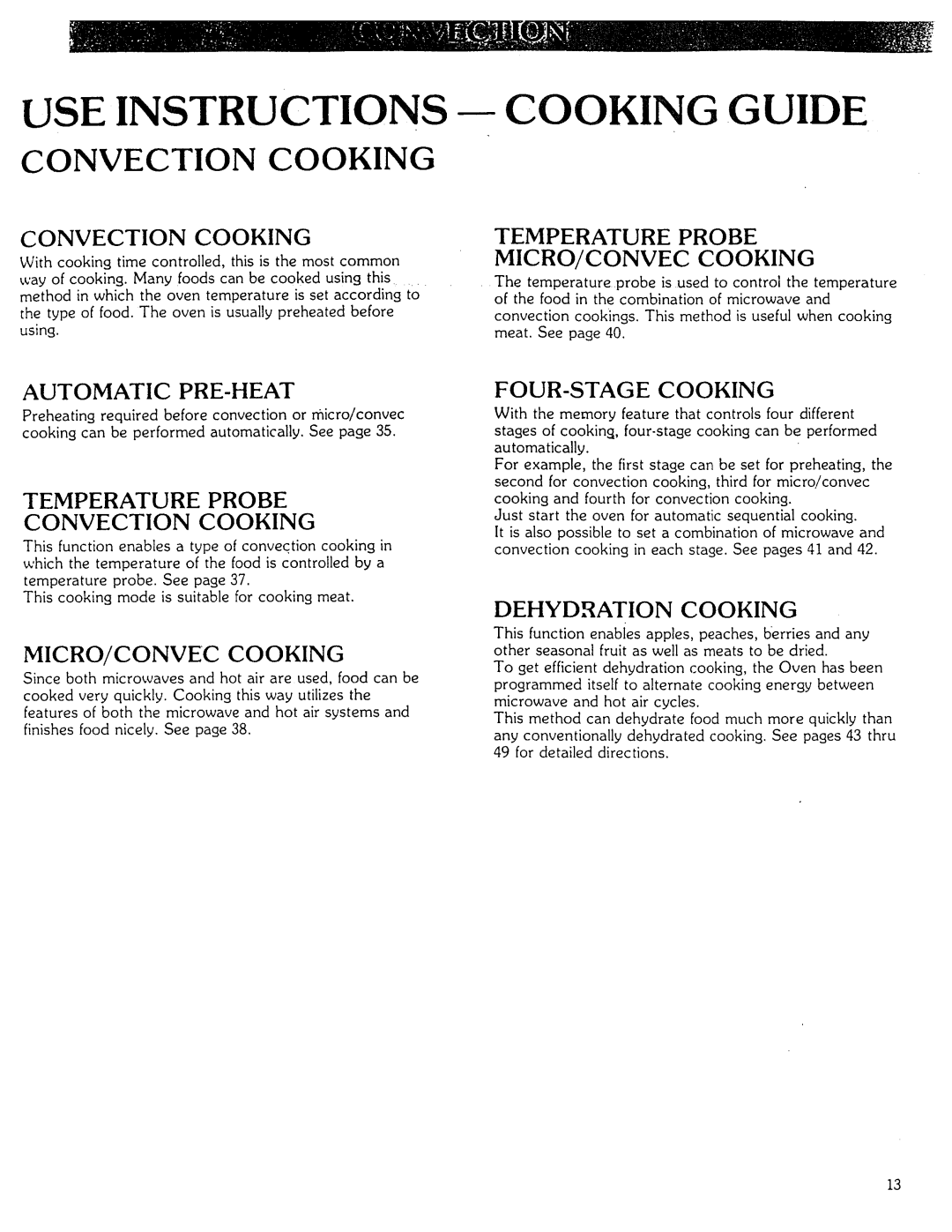 Kenmore Microwave Oven manual Cooking Guide, Convection Cooking 