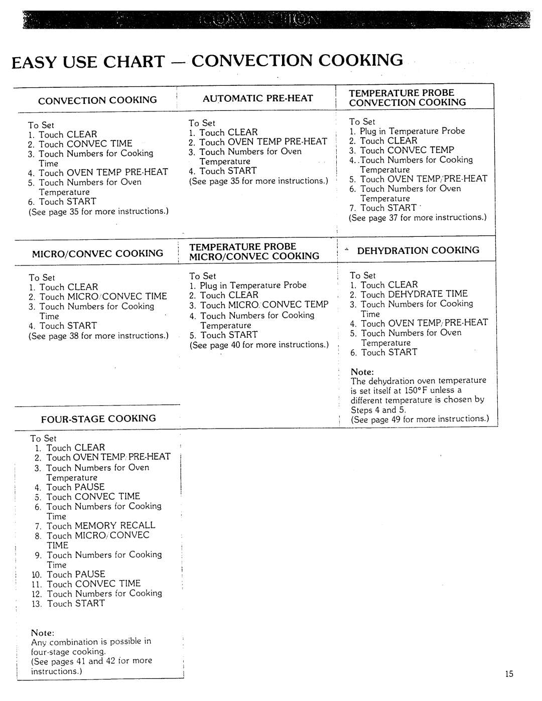 Kenmore Microwave Oven manual Easy USE Chart Convection Cooking, For 