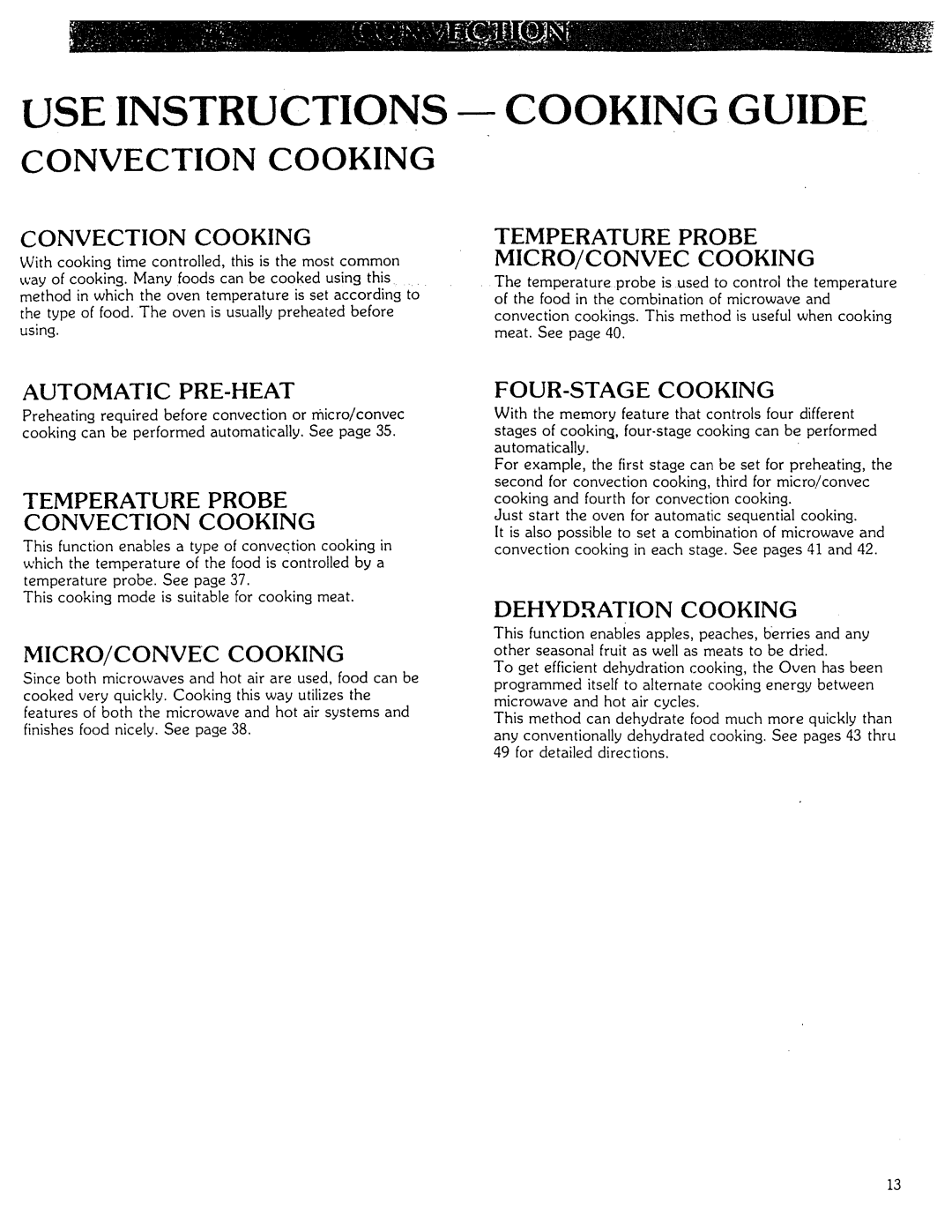 Kenmore Microwave Oven Cooking Guide, Convection Cooking, Automatic Pre-Heat, Micro/Convec Cooking, Temperature Probe 