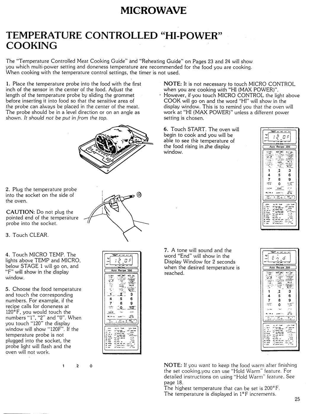 Kenmore Microwave Oven manual Temperature Controlled Hi-Powercooking 