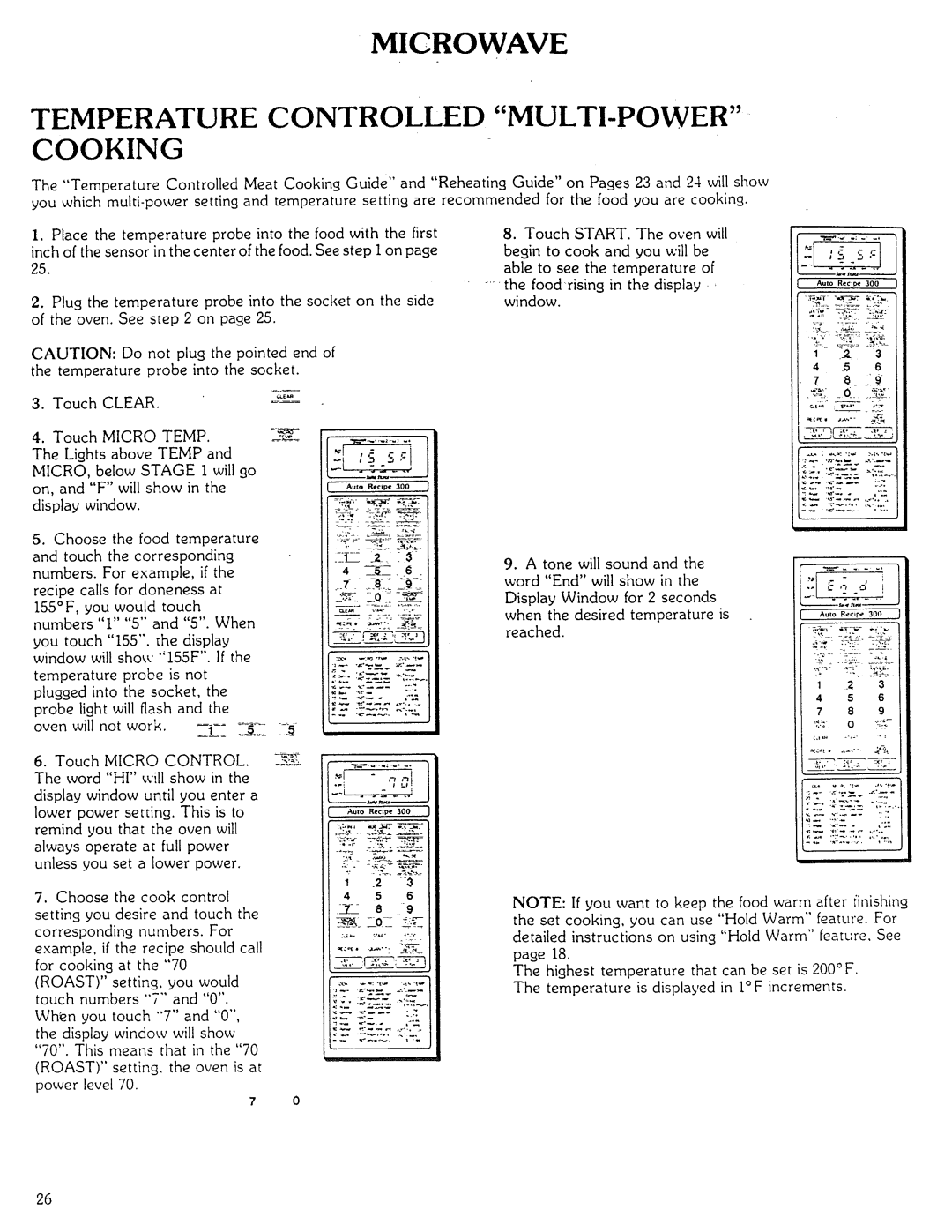 Kenmore Microwave Oven manual Temperature Controlled Multi-Powercooking, iiiii: :iil, 5_:$ 