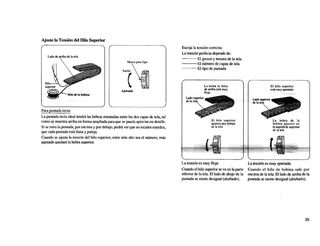 Kenmore Sewing Machine manual Ajuste la Tensi6n del Hilo Superior, Nojo 