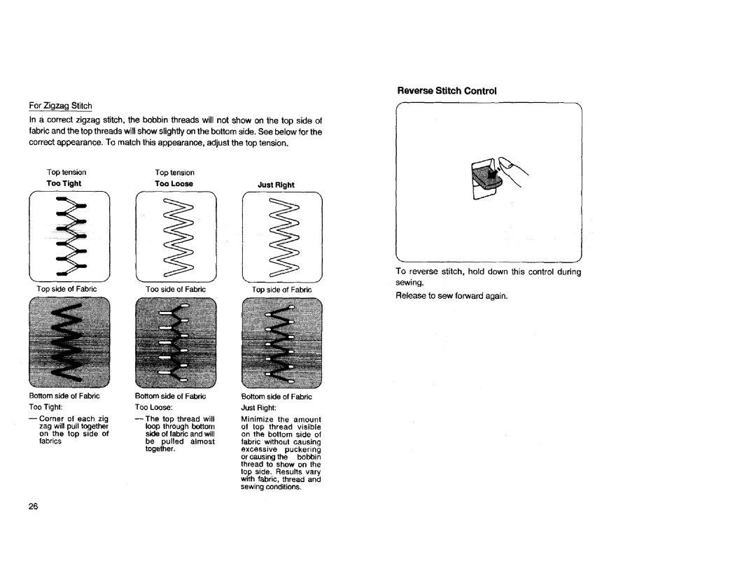 Kenmore Sewing Machine manual Reverse Stitch Control 