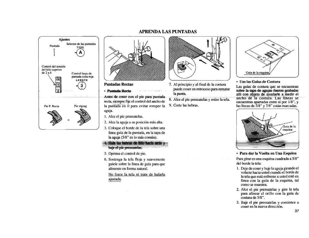 Kenmore Sewing Machine manual Aprenda LAS Puntadas, Puntadas Rectas 