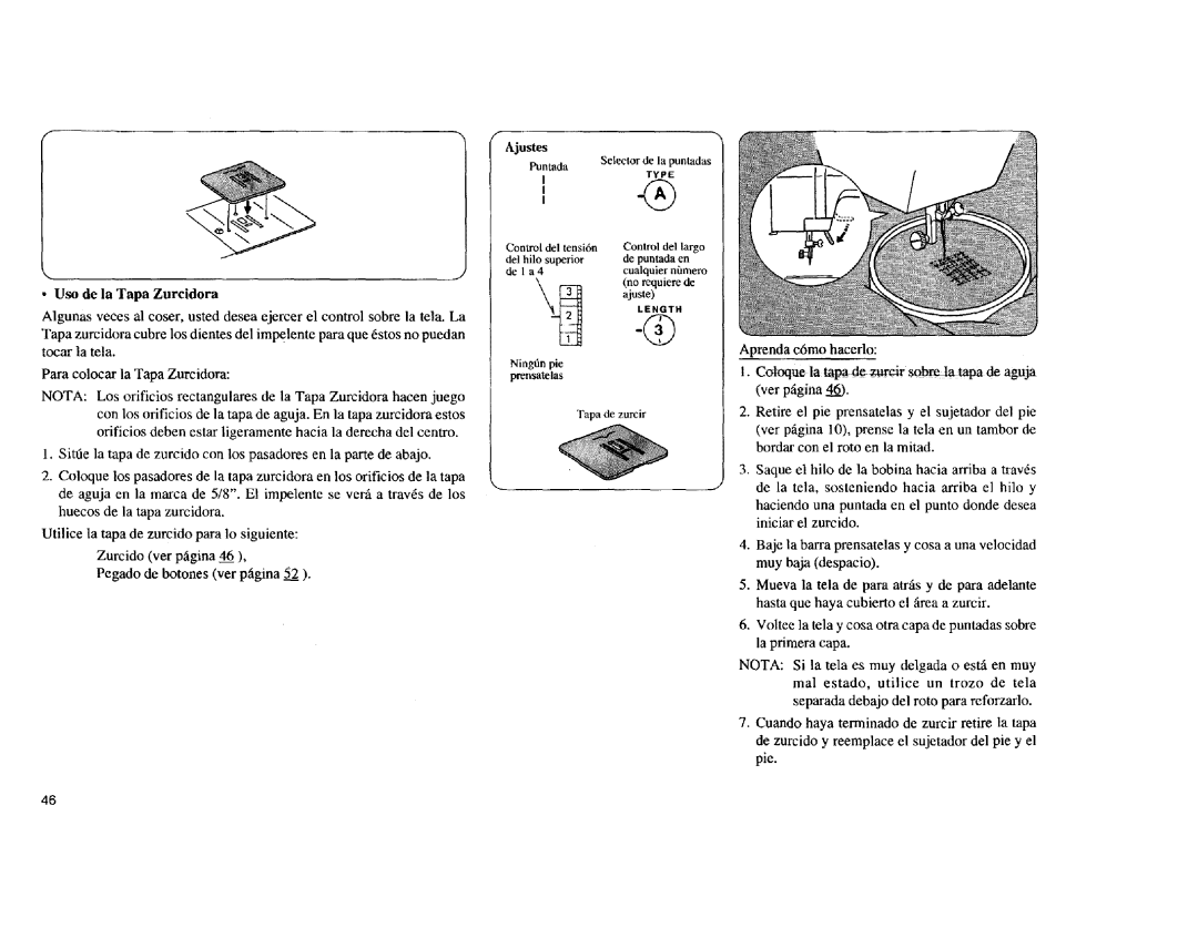 Kenmore Sewing Machine manual Uso de la Tapa Zurcidora 