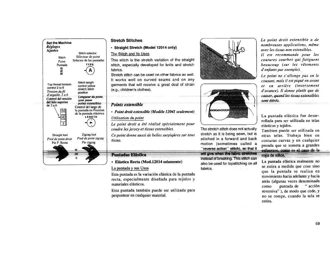 Kenmore Sewing Machine manual Stretch Stitches, Elfistica Recta Mod.12014 solamente 