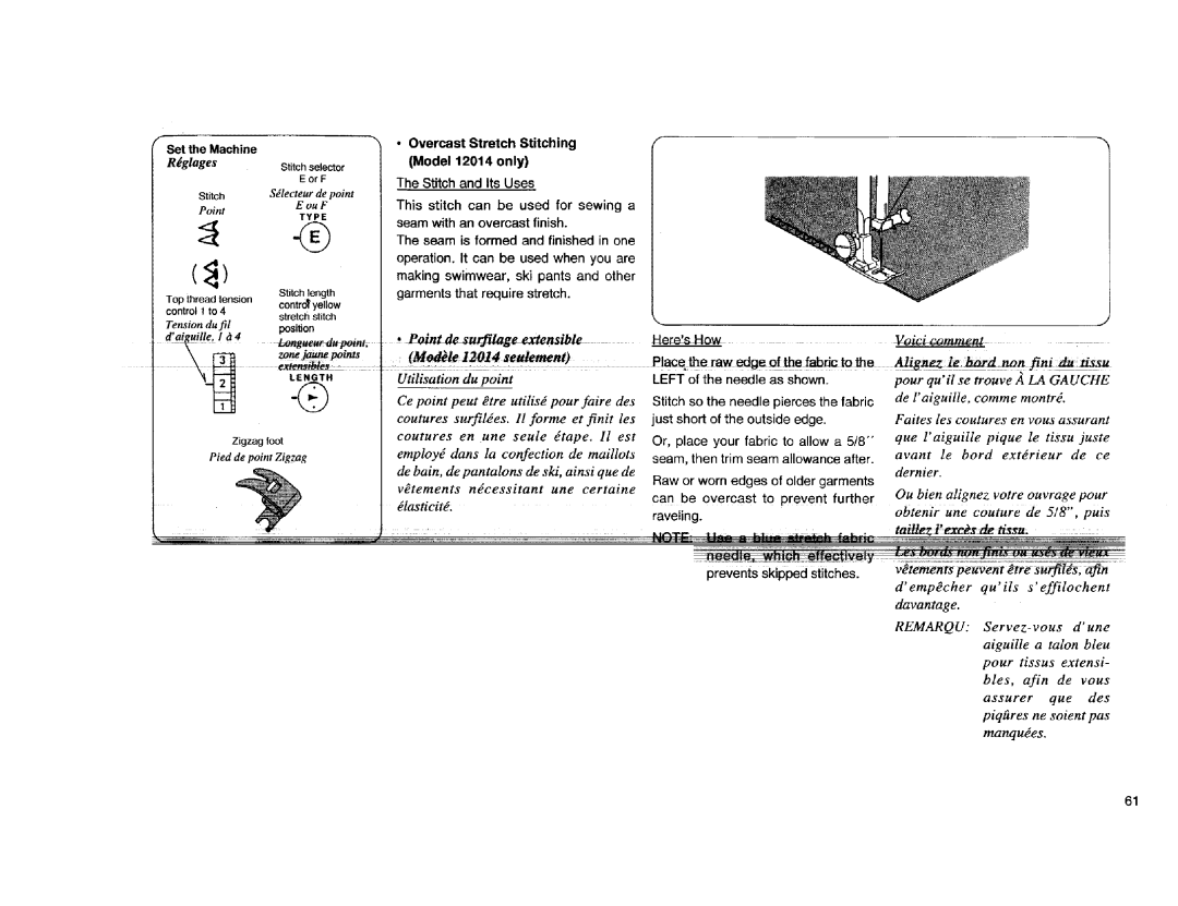 Kenmore Sewing Machine manual Acethe rawethefabricto Me, Overcast Stretch Stitching Model 12014 only 