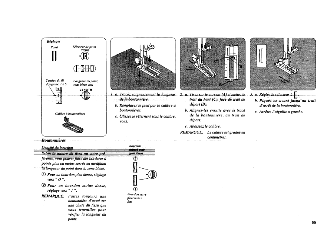 Kenmore Sewing Machine manual Fins, Rdglages, Bourdon Bourdon serre pour tissus 