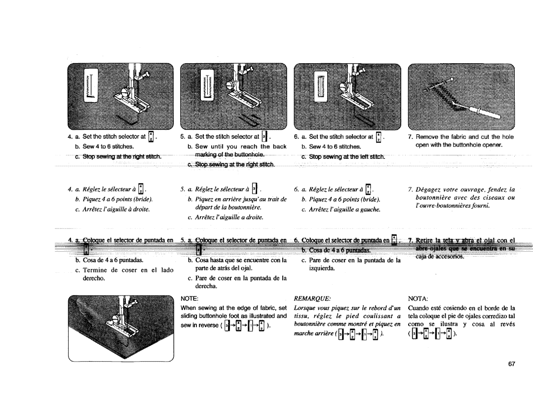 Kenmore Sewing Machine manual Set the stitch selector at . b. Sew 4 to 6 stitches 