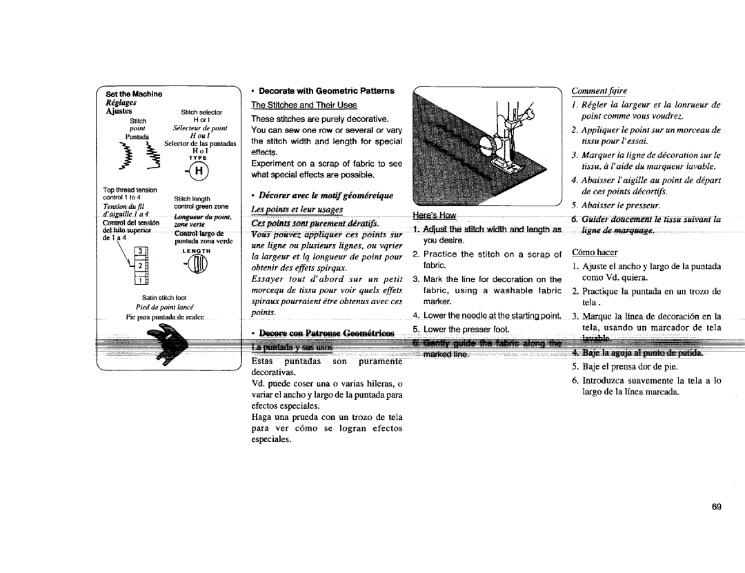 Kenmore Sewing Machine Ddcoreravec le motifgdomdreique Les points et leur usages, Lower the need!e at the s!arti0gpoint 