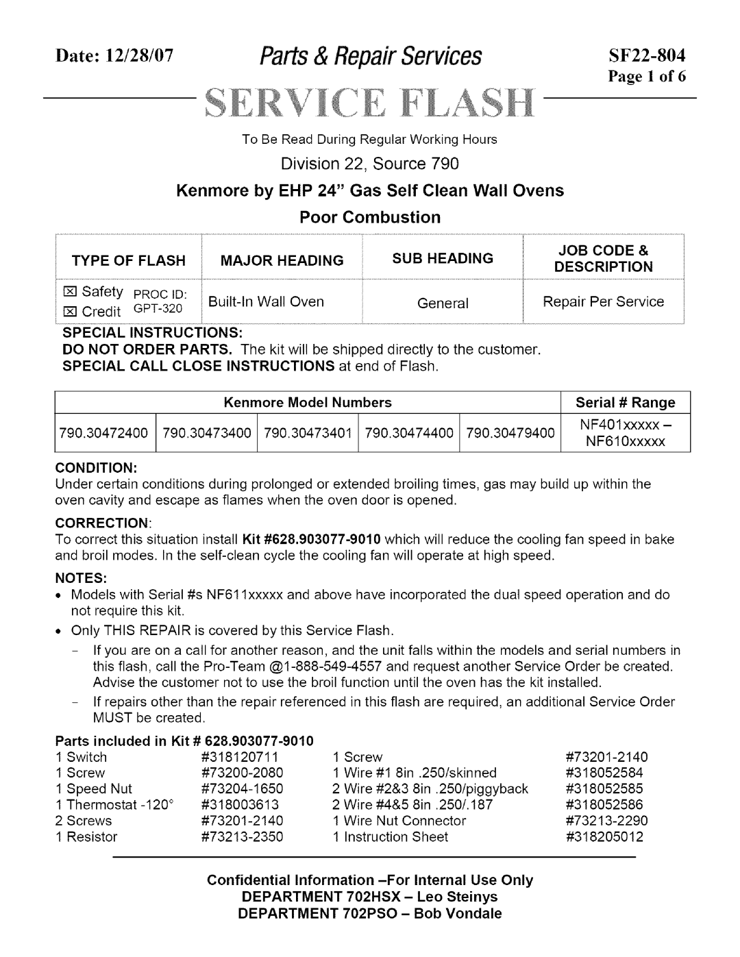 Kenmore SF22-804 instruction sheet LR% /g LAS H 