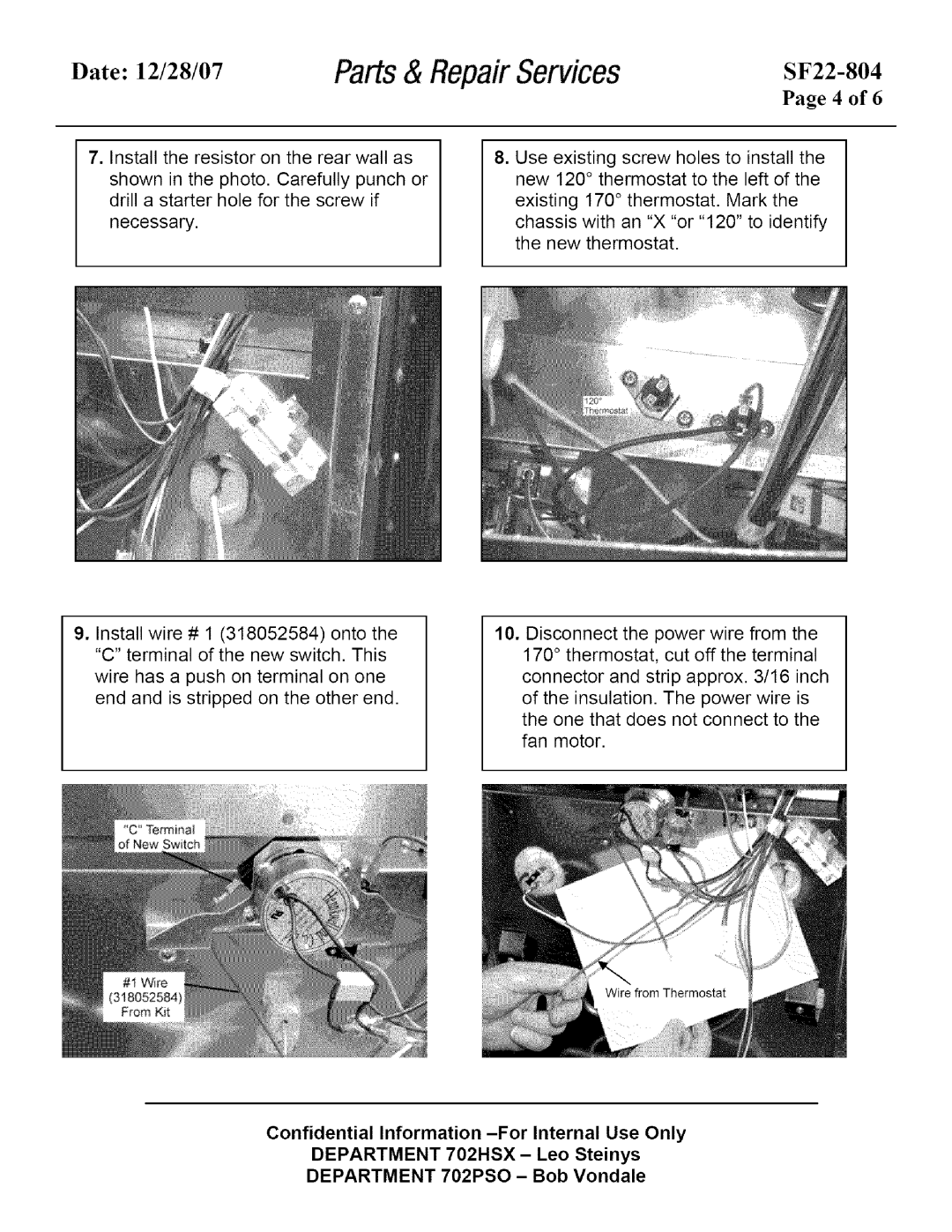 Kenmore SF22-804 instruction sheet From Kit 