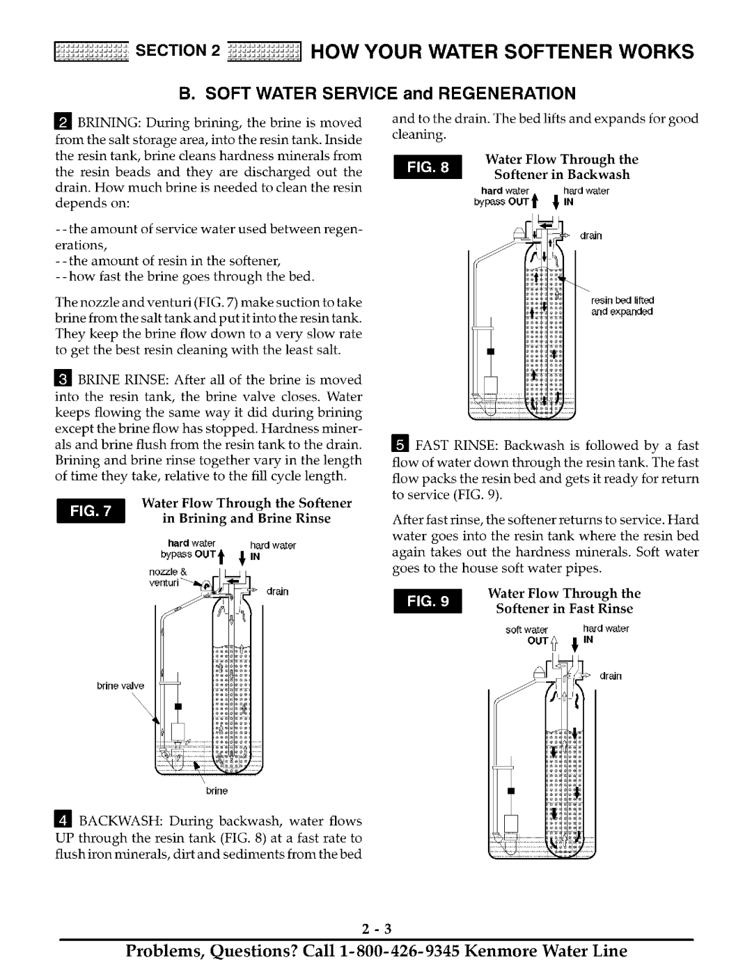 Kenmore ULTRASOFT 175 625.388170, ULTRASOFT 180 625.388180 Water Flow Through the Softener Brining and Brine Rinse 