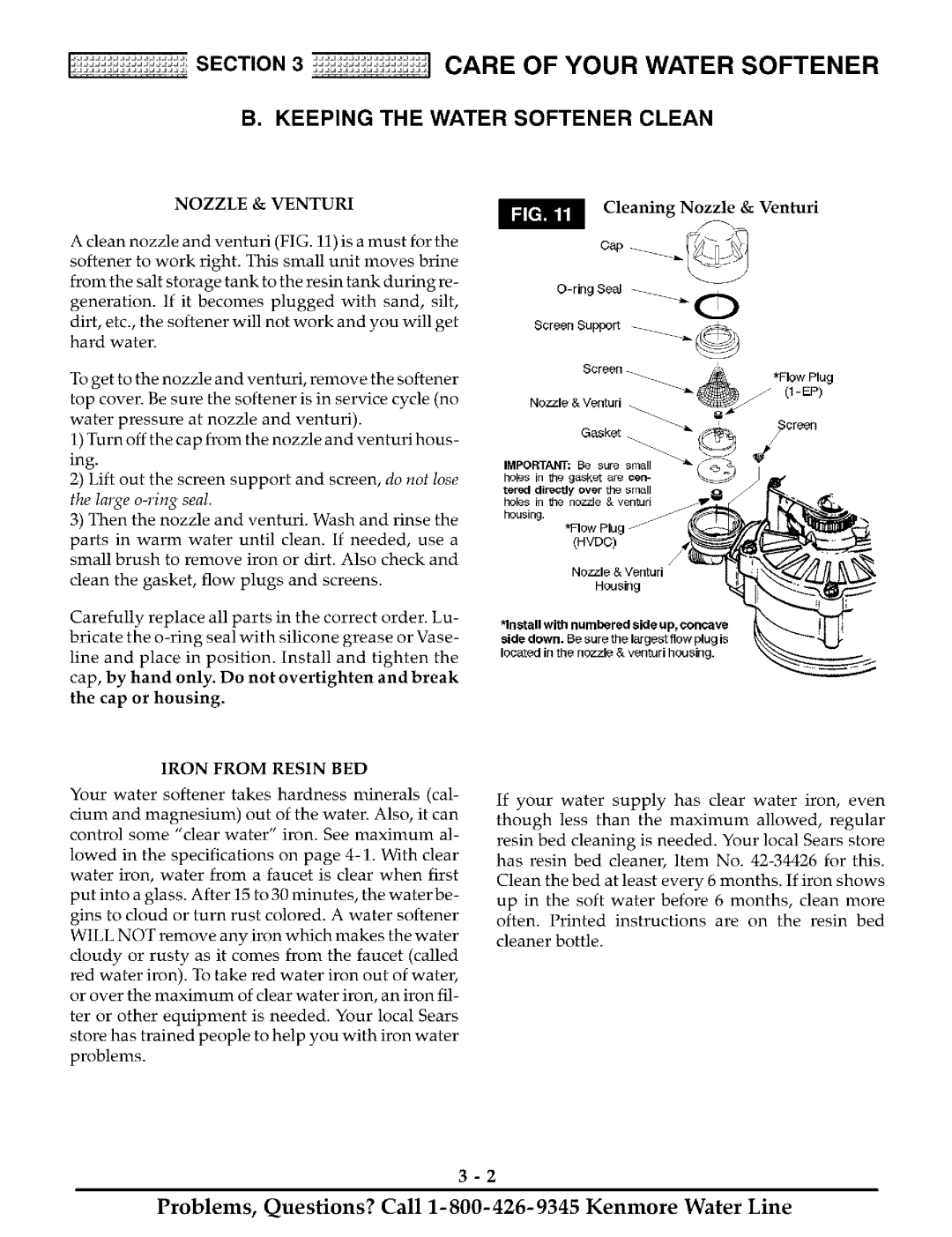 Kenmore ULTRASOFT 180 625.388180 Keeping the Water Softener Clean, Cleaning Nozzle & Venturi, Cap Or housing 