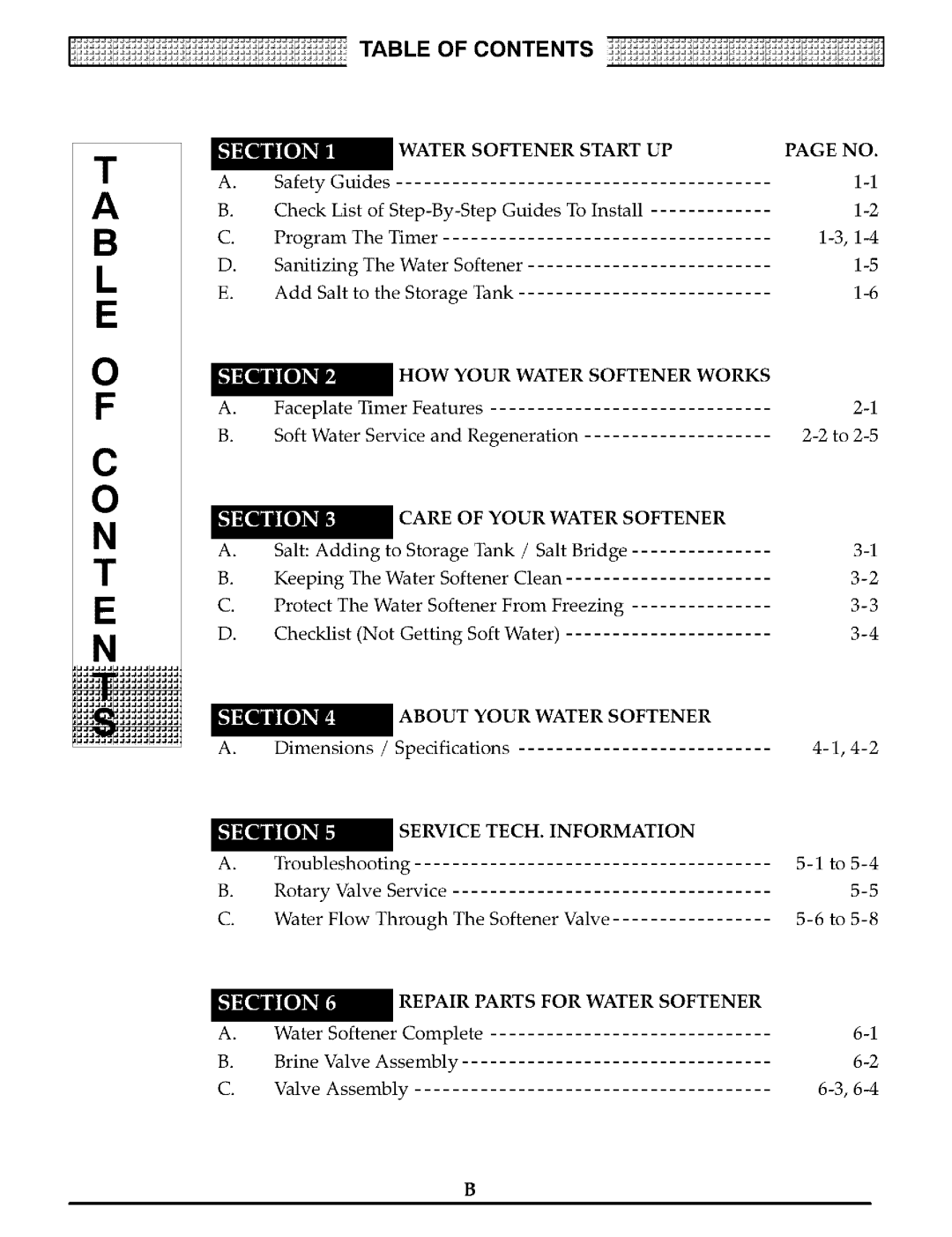 Kenmore ULTRASOFT 180 625.388180, ULTRASOFT 175 625.388170 owner manual Table of Contents 