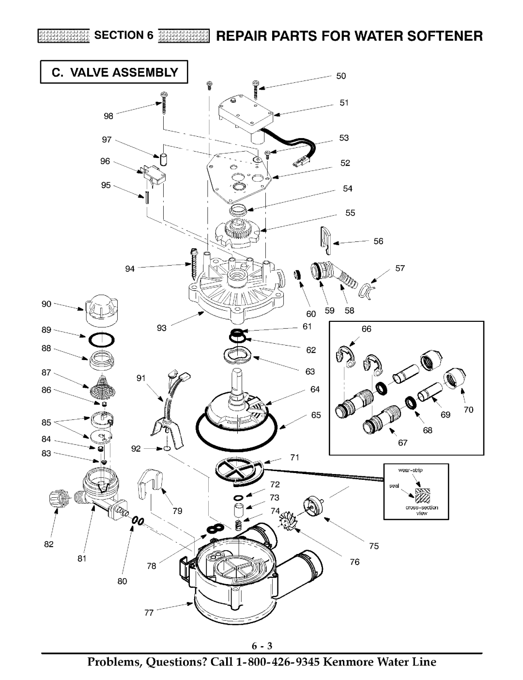 Kenmore ULTRASOFT 175 625.388170, ULTRASOFT 180 625.388180 owner manual Valve Assembly, 60 59 6166, 92 ¢ 