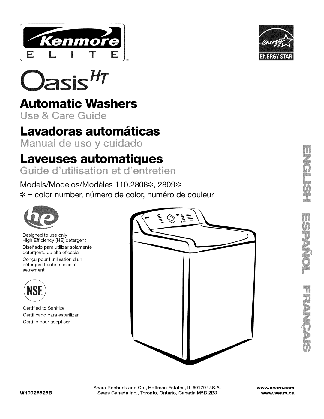 Kenmore W10026626B manual Oasis HT, WIOO26626B 