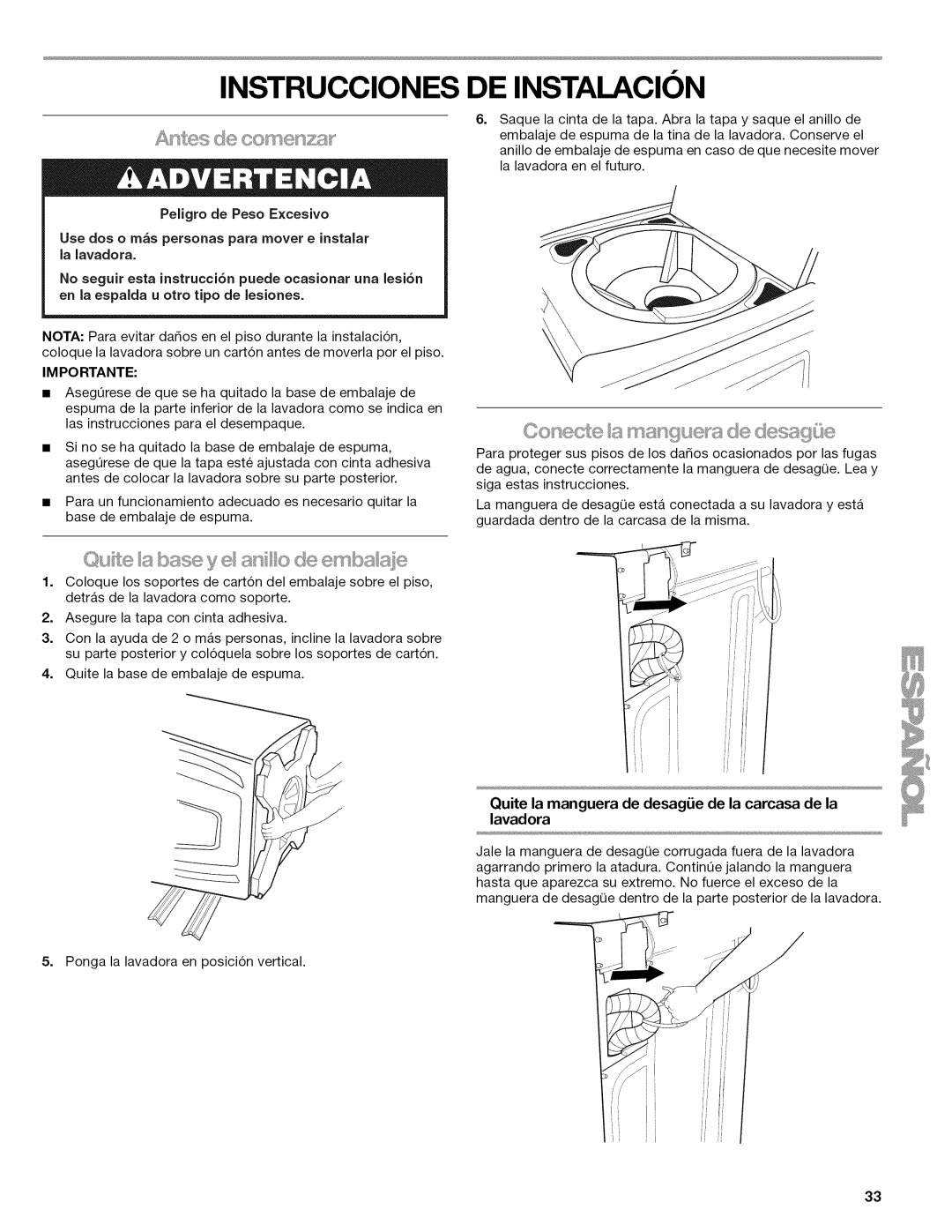 Kenmore W10026626B manual Instrucciones DE Instalacion, S82scS@co#s@lqi/lt, IM PO Rtante 