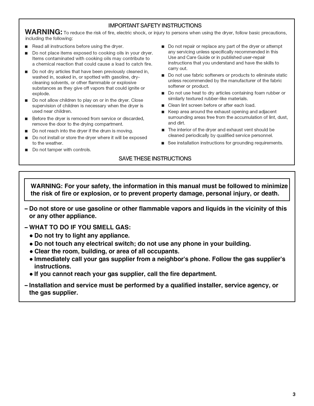 Kenmore W10034880B manual What to do if YOU Smell GAS 