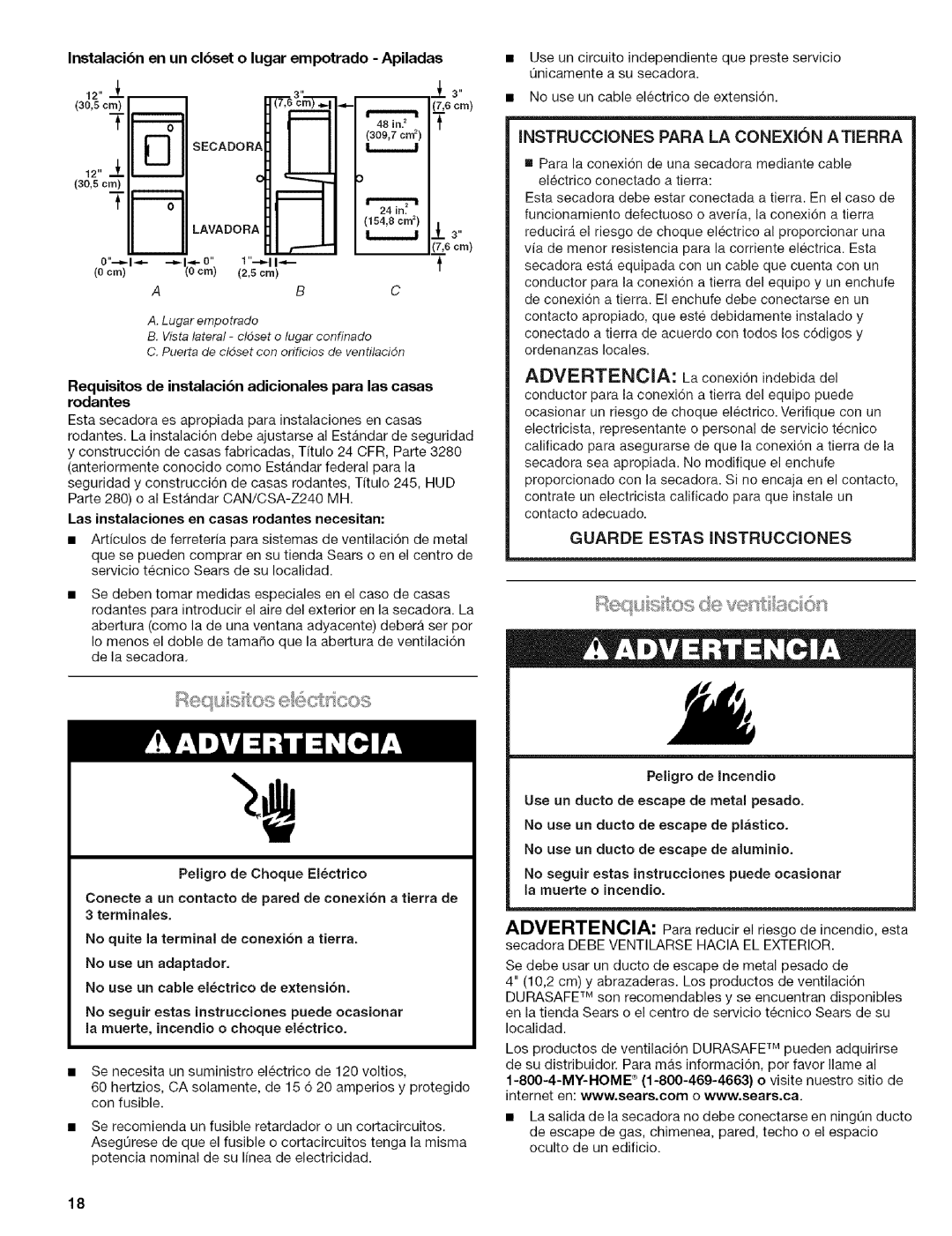 Kenmore w10034900 Las instalaciones en casas rodantes necesitan, Conecte a un contacto de pared de conexi6n a tierra de 