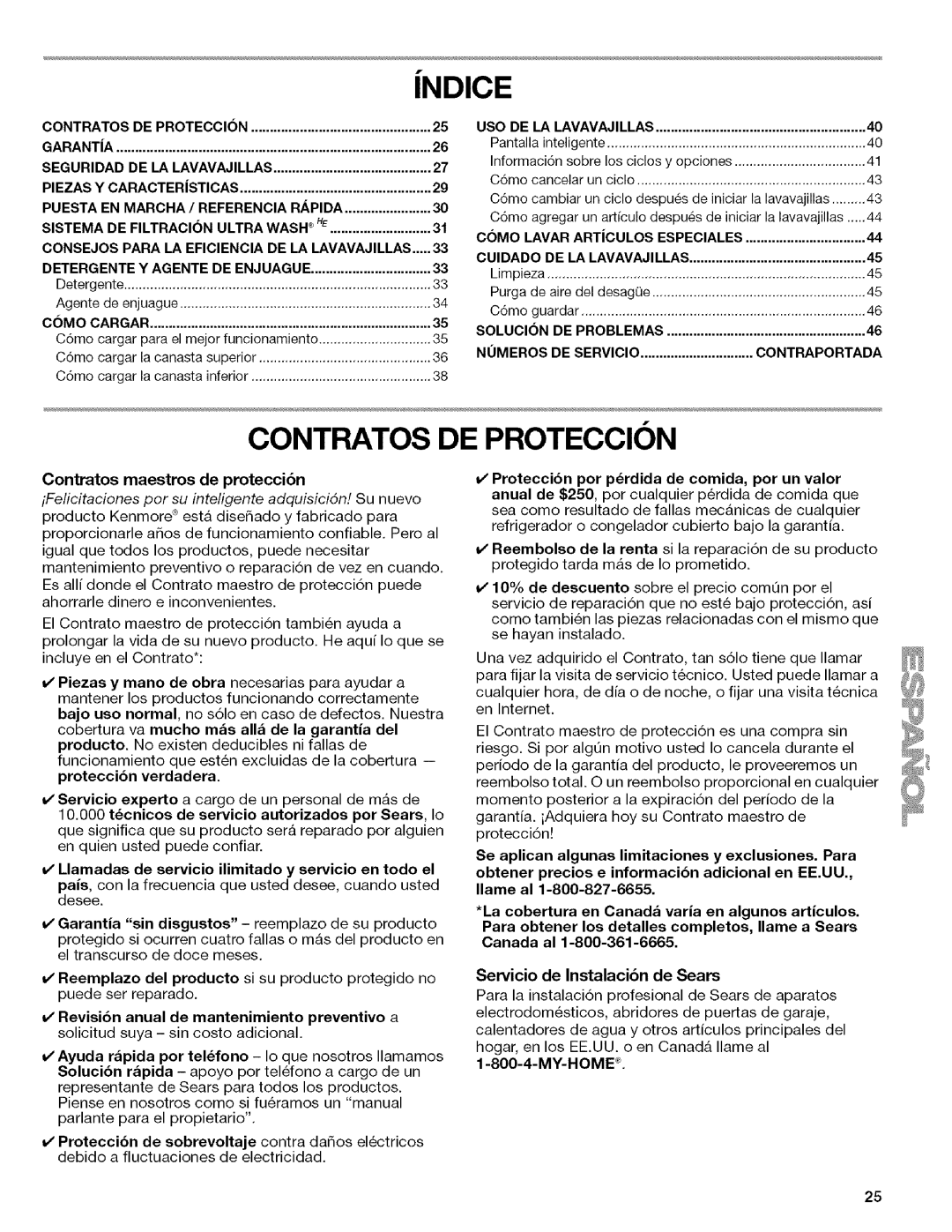 Kenmore 665.13163K701, W10082930A, 665.13169K702, 665.13163K703 Contratos DE Proteccion, Contratos maestros de proteccibn 