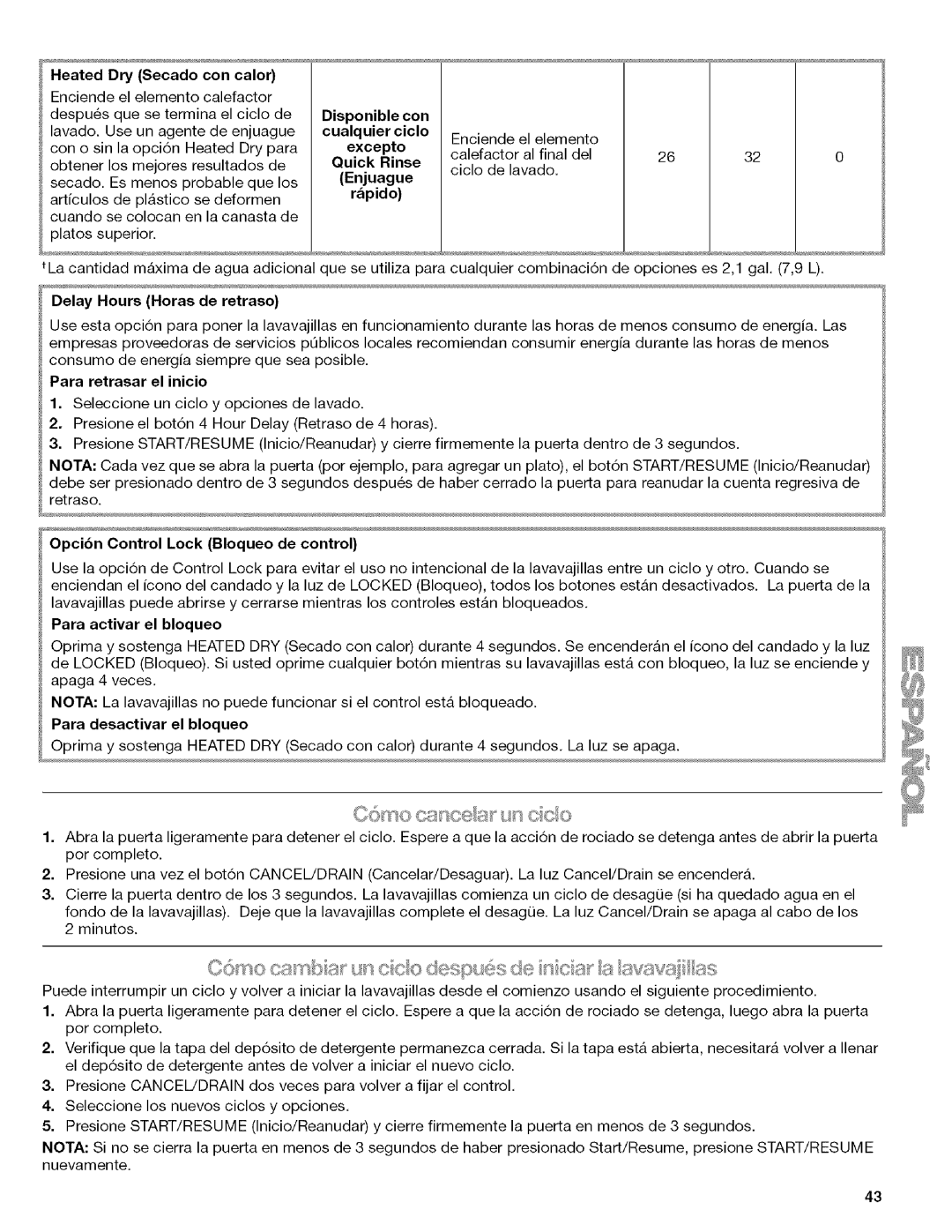 Kenmore 665.13163K701, W10082930A, 665.13169K702, 665.13163K703 manual Despu6squeseterminaelciclode, Platossuperior 